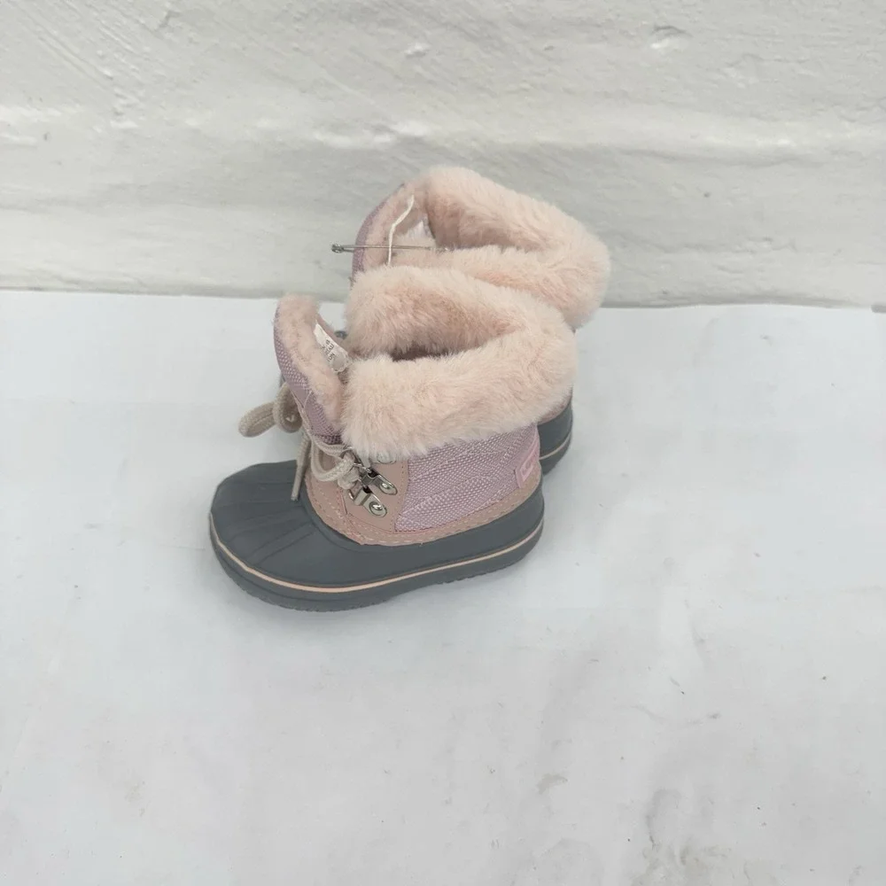 London Fog Collection Kids Snow Boots Size 5 Pink/Gray